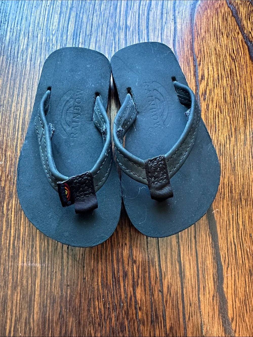Rainbow Kids Black Flip Flop Sandals with Small Rainbow Logo